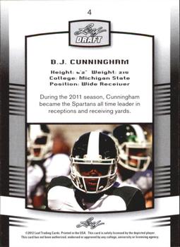 2012 Leaf Draft - Blue #4 B.J. Cunningham Back