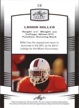 2012 Leaf Draft - Blue #28 Lamar Miller Back