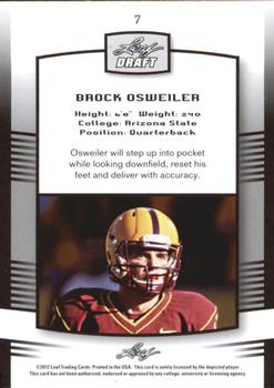 2012 Leaf Draft - Gold #7 Brock Osweiler Back