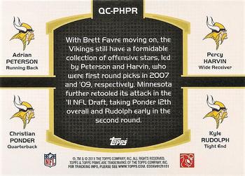 2011 Topps Prime - Quad Combo #QC-PHPR Adrian Peterson / Percy Harvin / Christian Ponder / Kyle Rudolph Back