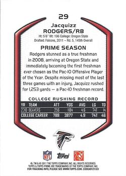 2011 Topps Prime - Red #29 Jacquizz Rodgers Back