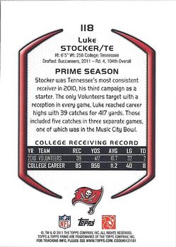 2011 Topps Prime - Red #118 Luke Stocker Back