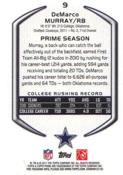 2011 Topps Prime - Retail #9 DeMarco Murray Back