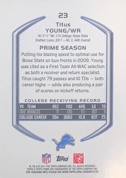 2011 Topps Prime - Retail #23 Titus Young Back
