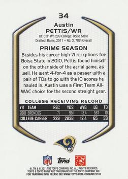 2011 Topps Prime - Retail #34 Austin Pettis Back