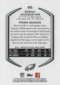 2011 Topps Prime - Retail #85 DeSean Jackson Back