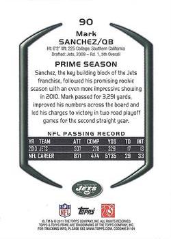 2011 Topps Prime - Retail #90 Mark Sanchez Back