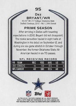 2011 Topps Prime - Retail #95 Dez Bryant Back