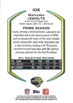 2011 Topps Prime - Retail #106 Marcedes Lewis Back