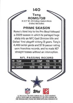 2011 Topps Prime - Retail #140 Tony Romo Back
