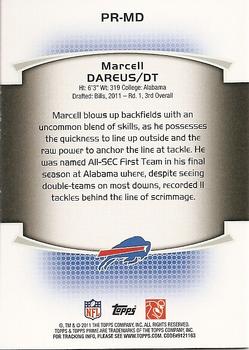 2011 Topps Prime - Rookie #PR-MD Marcell Dareus Back