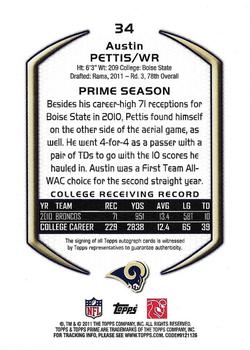 2011 Topps Prime - Rookie Autographs Gold #34 Austin Pettis Back