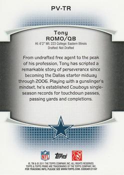 2011 Topps Prime - Veteran #PV-TR Tony Romo Back