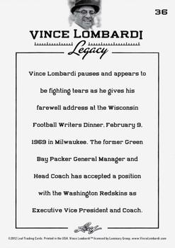 2012 Leaf Vince Lombardi Legacy #36 Vince Lombardi Back