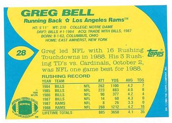 1989 Topps American/UK #28 Greg Bell Back