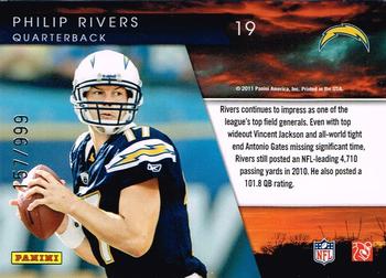 2011 Donruss Elite - Legends of the Fall Gold #19 Philip Rivers Back