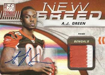 2011 Donruss Elite - New Breed Jersey Autographs Prime #1 A.J. Green Front