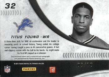 2011 Donruss Elite - New Breed Jersey Autographs Prime #32 Titus Young Back