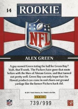 2011 Donruss Elite - Rookie NFL Shield #14 Alex Green Back
