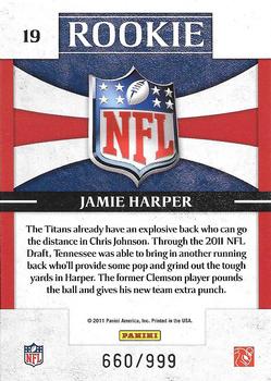 2011 Donruss Elite - Rookie NFL Shield #19 Jamie Harper Back