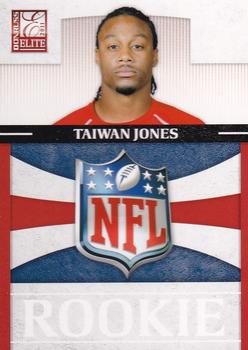 2011 Donruss Elite - Rookie NFL Shield #27 Taiwan Jones Front