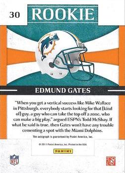 2011 Donruss Elite - Rookie NFL Team Logo Autographs #30 Edmond Gates Back
