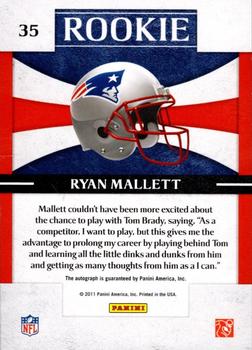 2011 Donruss Elite - Rookie NFL Team Logo Autographs #35 Ryan Mallett Back