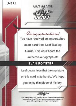 2011 Leaf Ultimate Draft - Metal #U-ER1 Evan Royster Back
