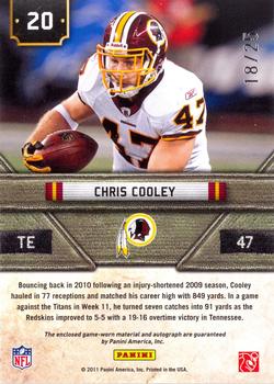 2011 Panini Absolute Memorabilia - Absolute Heroes Materials Autographs #20 Chris Cooley Back