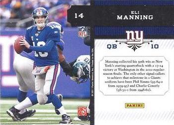 2011 Panini Absolute Memorabilia - Marks of Fame #14 Eli Manning Back