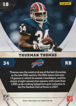 2011 Panini Absolute Memorabilia - NFL Icons #10 Thurman Thomas Back