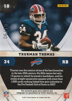 2011 Panini Absolute Memorabilia - NFL Icons Materials Autographs Spectrum Prime #10 Thurman Thomas Back