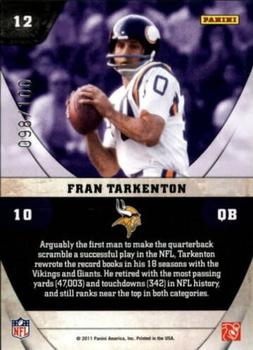 2011 Panini Absolute Memorabilia - NFL Icons Spectrum #12 Fran Tarkenton Back