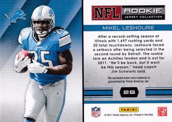 2011 Panini Absolute Memorabilia - Rookie Jersey Collection #26 Mikel Leshoure Back