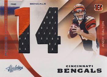 2011 Panini Absolute Memorabilia - Rookie Premiere Materials Oversize Jersey Number Prime #201 Andy Dalton Front