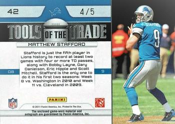 2011 Panini Absolute Memorabilia - Tools of the Trade Double Material Autographs Black Spectrum #42 Matthew Stafford Back