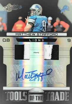 2011 Panini Absolute Memorabilia - Tools of the Trade Double Material Autographs Black Spectrum #42 Matthew Stafford Front