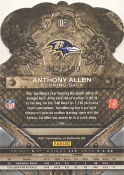2011 Panini Crown Royale - Blue #108 Anthony Allen Back