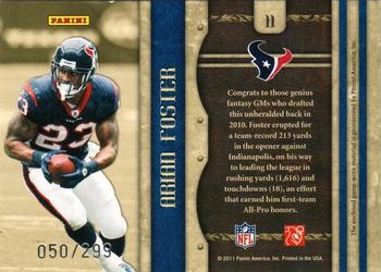 2011 Panini Crown Royale - Kings of the NFL Materials #11 Arian Foster Back
