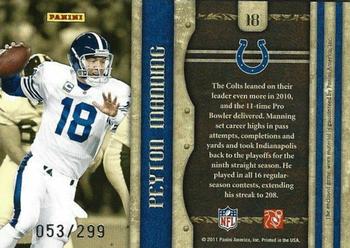 2011 Panini Crown Royale - Kings of the NFL Materials #18 Peyton Manning Back
