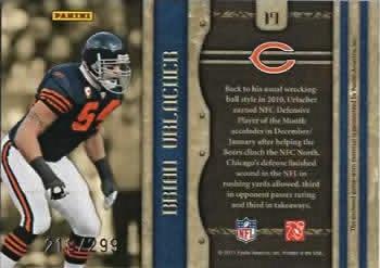 2011 Panini Crown Royale - Kings of the NFL Materials #19 Brian Urlacher Back