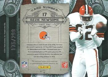 2011 Panini Crown Royale - Living Legends Materials #17 Ozzie Newsome Back