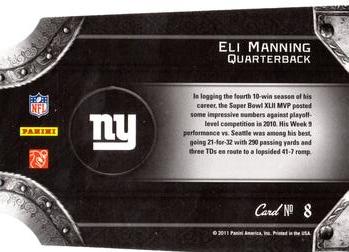 2011 Panini Crown Royale - Majestic #8 Eli Manning  Back