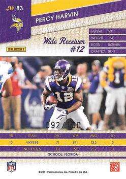 2011 Panini Threads - Gold #83 Percy Harvin  Back
