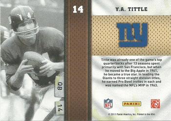 2011 Panini Threads - Heritage Collection #14 Y.A. Tittle Back
