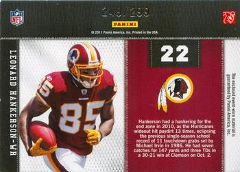 2011 Panini Threads - Rookie Collection Materials #22 Leonard Hankerson Back