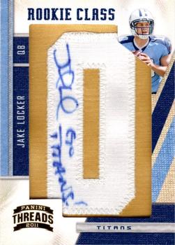 2011 Panini Threads - Rookie Patch Autographs Gold #258 Jake Locker Front