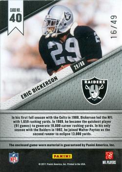 2011 Panini Certified - Fabric of the Game #40 Eric Dickerson Back