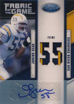 2011 Panini Certified - Fabric of the Game Jersey Number Autographs Prime #85 Junior Seau Front