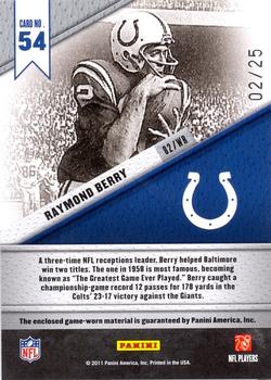 2011 Panini Certified - Fabric of the Game NFL Die Cut Prime #54 Raymond Berry Back